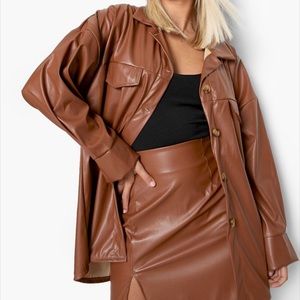 IN BEIGE Most Fabulous Faux Leather Jacket with side pockets